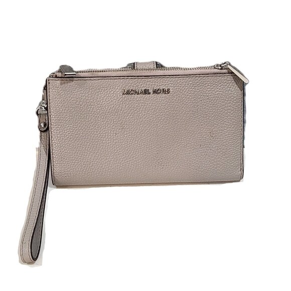 Michael Kors Adele Double Zip Wristlet Wallet 32T8TFDW4L Purse Truffle Leather - Picture 2 of 13